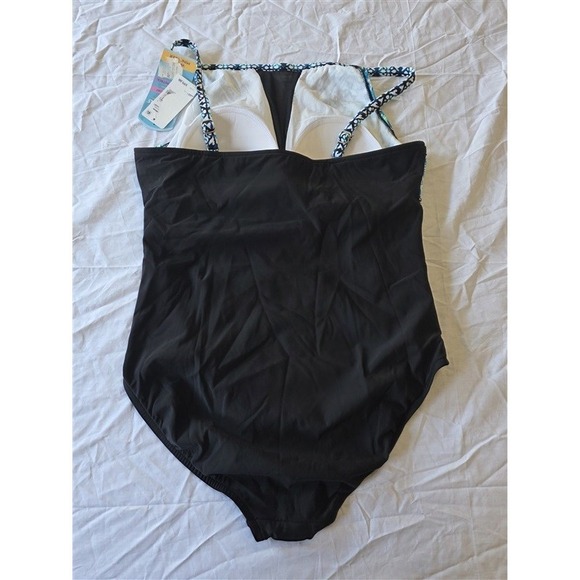 NWT Swim Solutions 14 V Neck Mesh Mio Tummy-control 1 pc Swimsuit 130410 - Picture 5 of 6